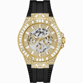 Guess Men's Watch - Quartz Champagne Dial Black Silicone Rubber Strap | GW0498G2