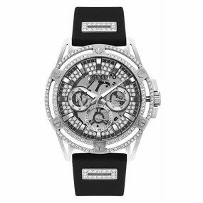 Guess Mens Black Silver Tone Multi-function Watch GW0537G1