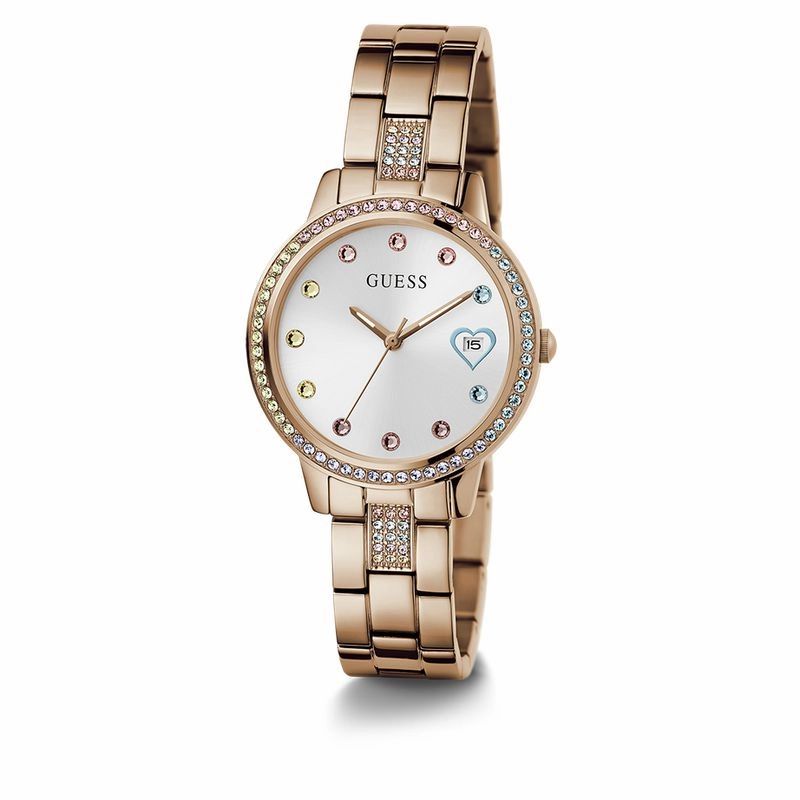 Guess Three Of Hearts White Dial Analog Watch