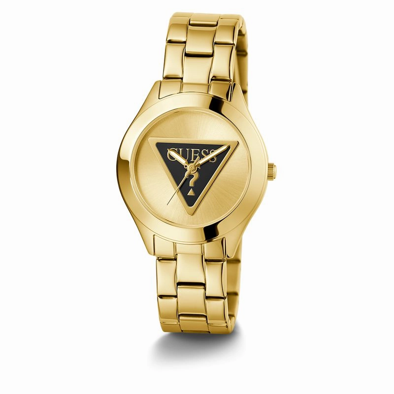 Guess Tri Plaque Champagne Dial Analog Watch