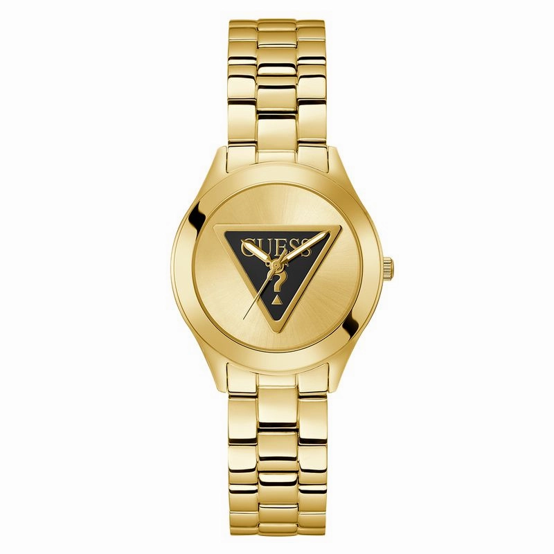Guess Tri Plaque Champagne Dial Analog Watch