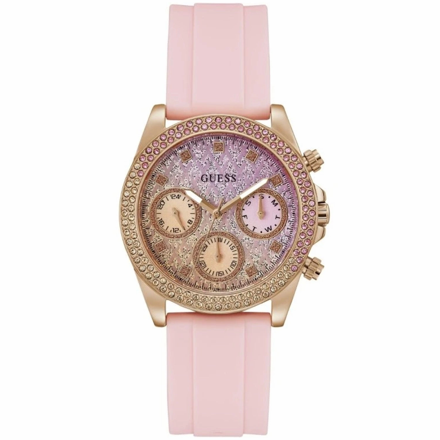 Guess Women's Sparkling Pink Multicolor Dial Watch
