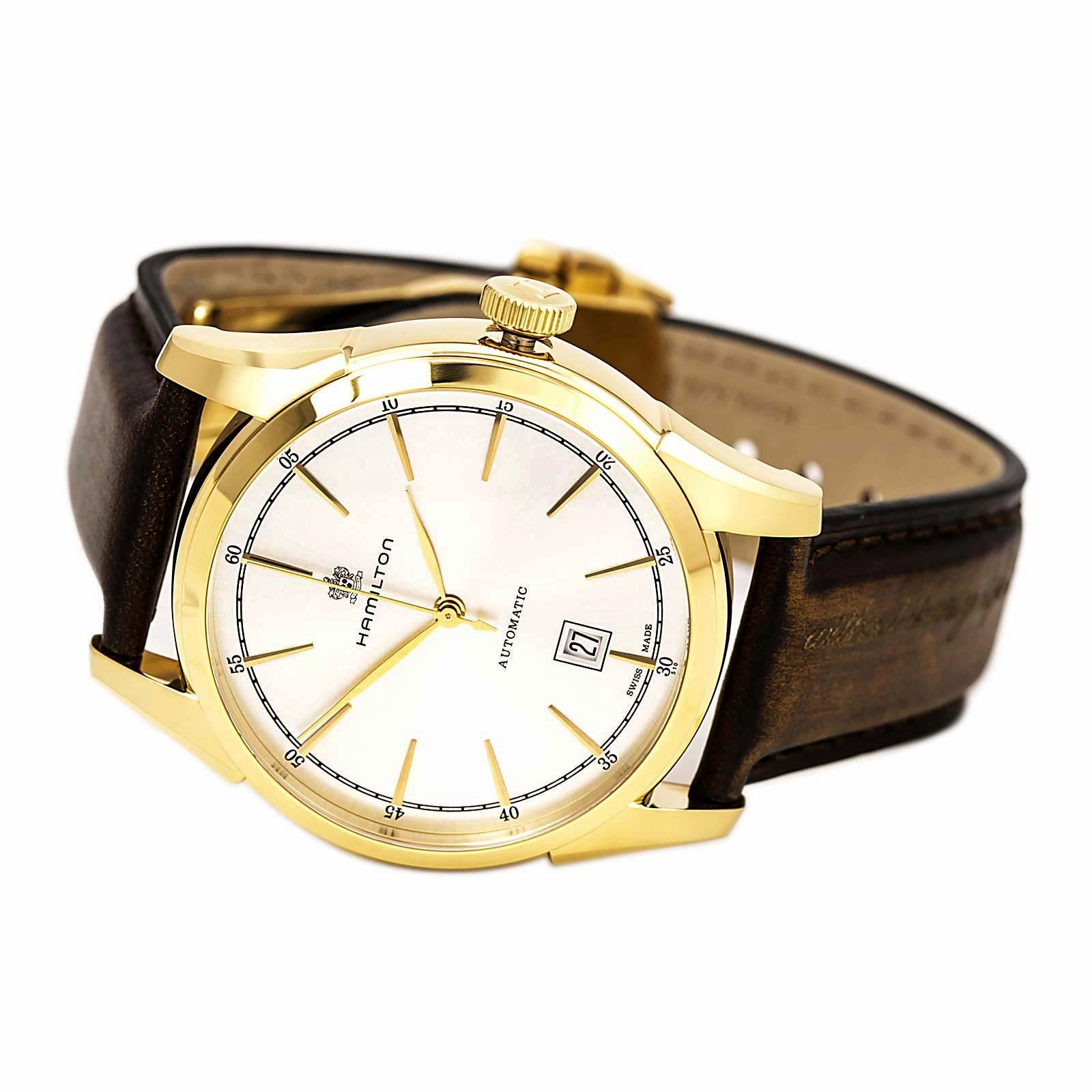 Hamilton H42445551 Men's Spirit of Liberty Brown Leather Strap Silver Dial Automatic Watch