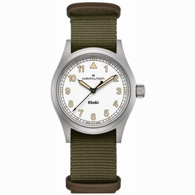 Hamilton Khaki Field Quartz White Dial Green Fabric Strap Men's Watch H69401910