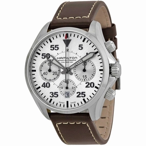 Hamilton Men's Watch - Khaki Aviation Chrono Silver Dial Brown Strap | H64666555