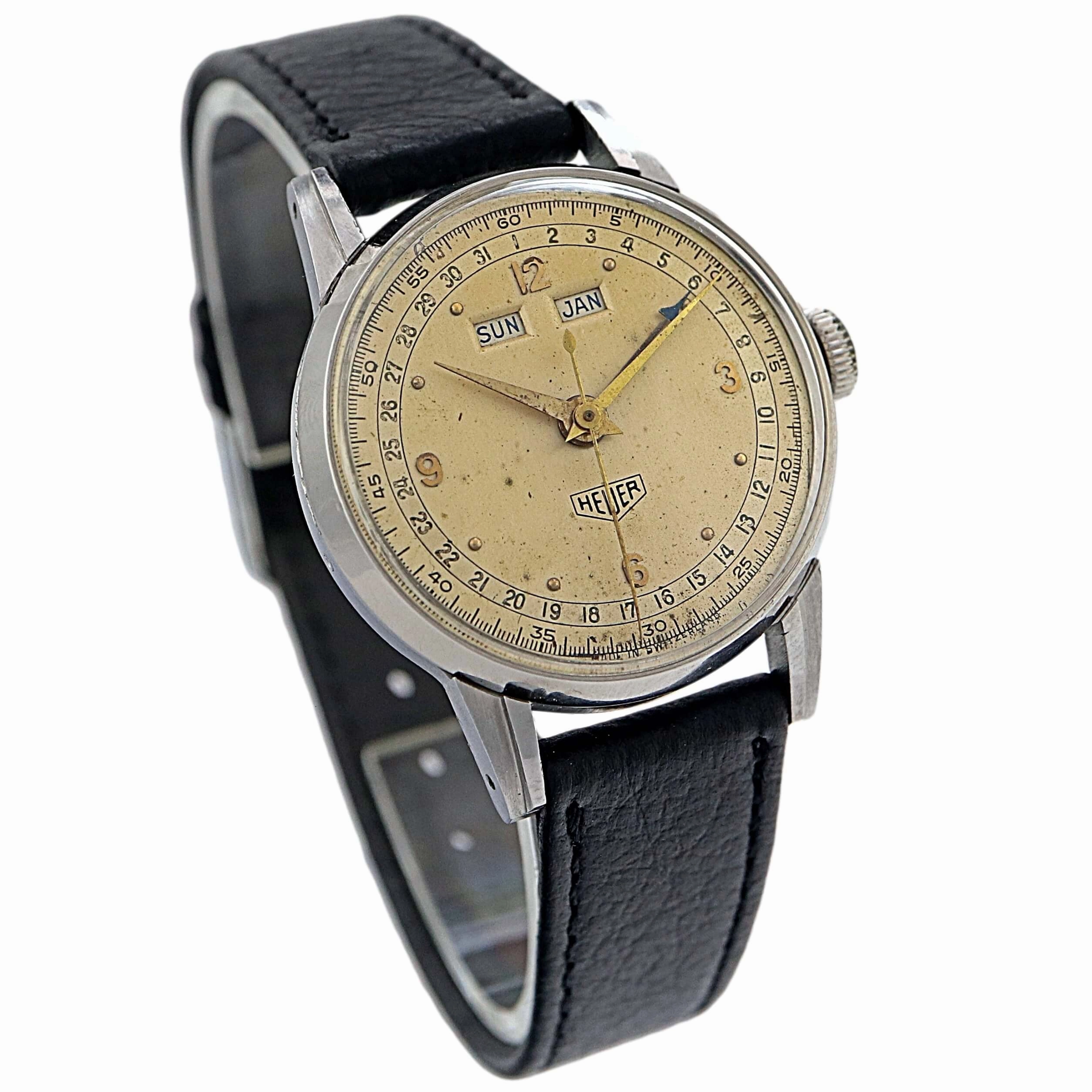 Heuer Triple Calendar 1950's Vintage Watch