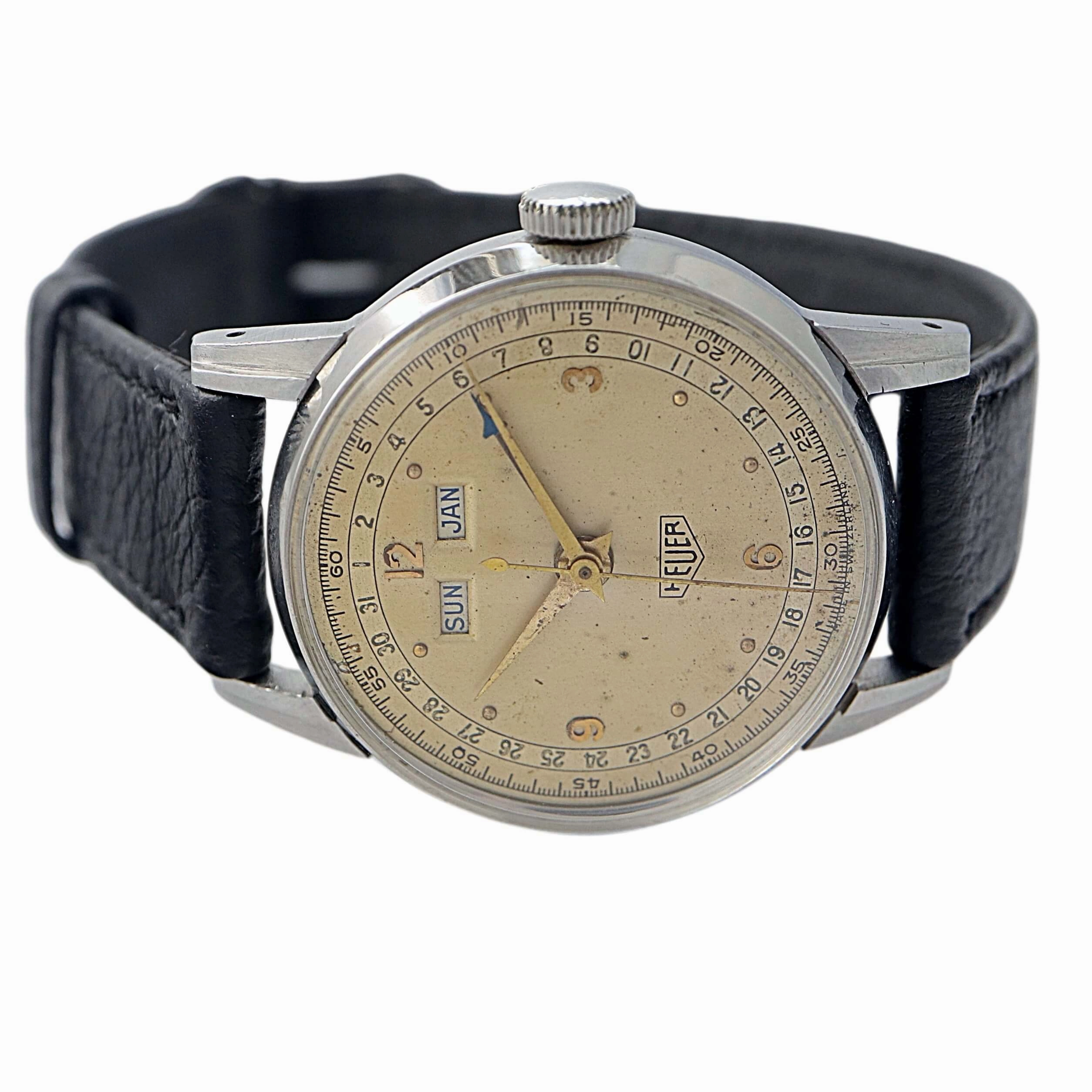 Heuer Triple Calendar 1950's Vintage Watch