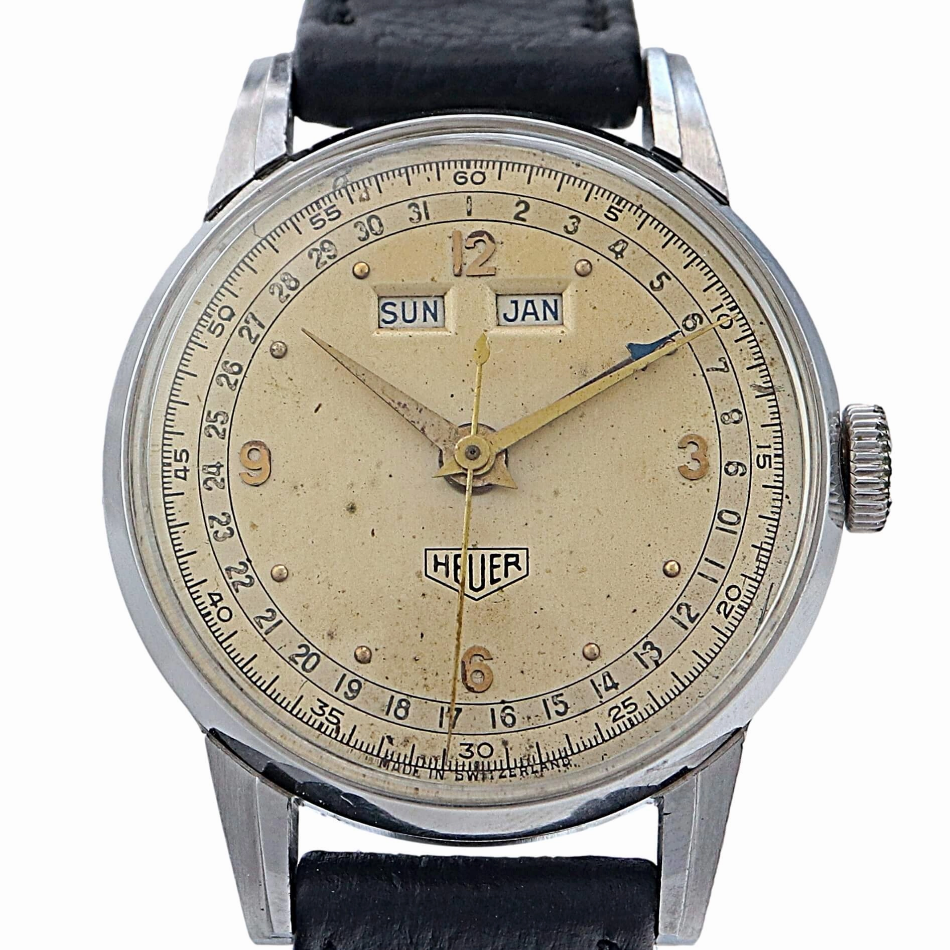 Heuer Triple Calendar 1950's Vintage Watch