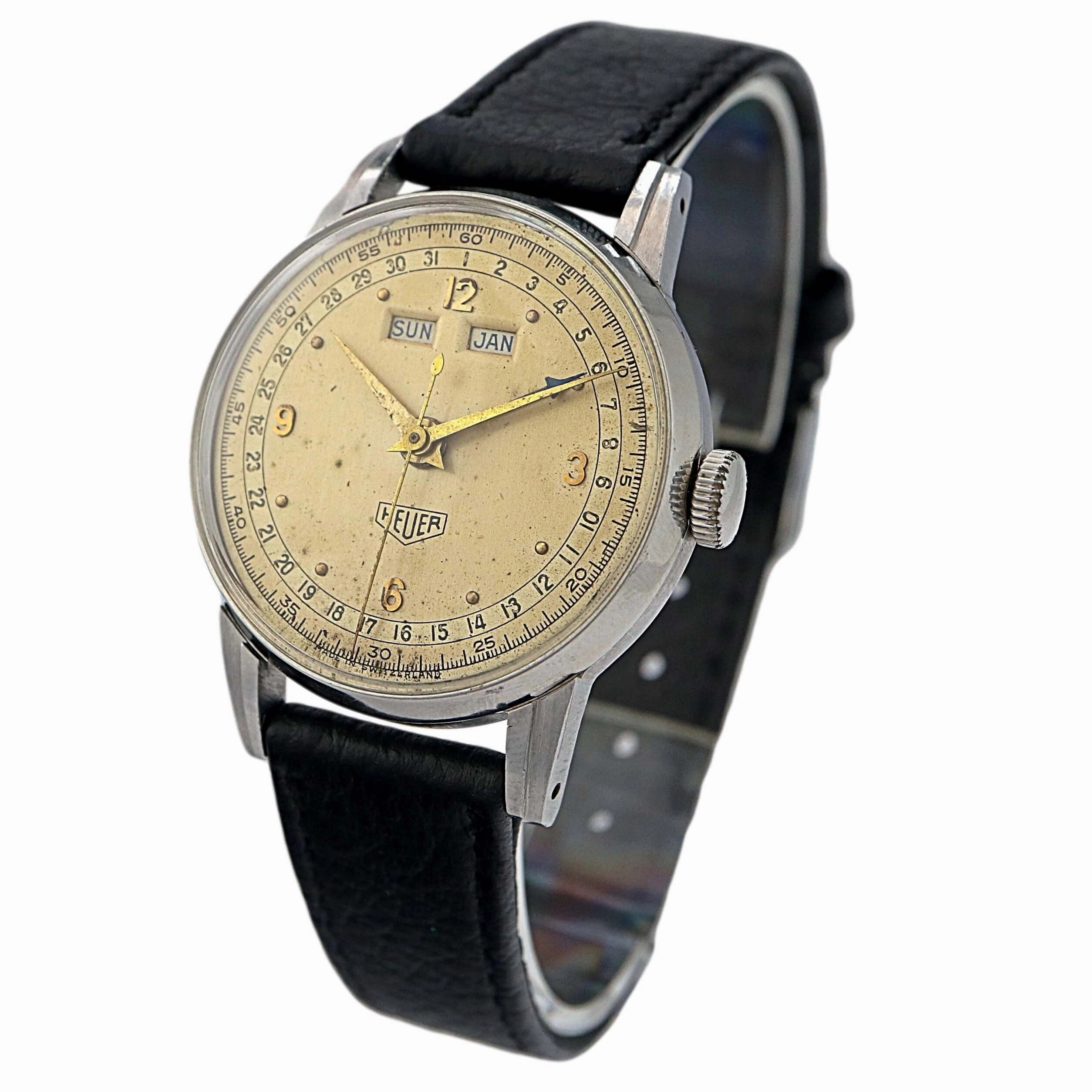Heuer Triple Calendar 1950's Vintage Watch