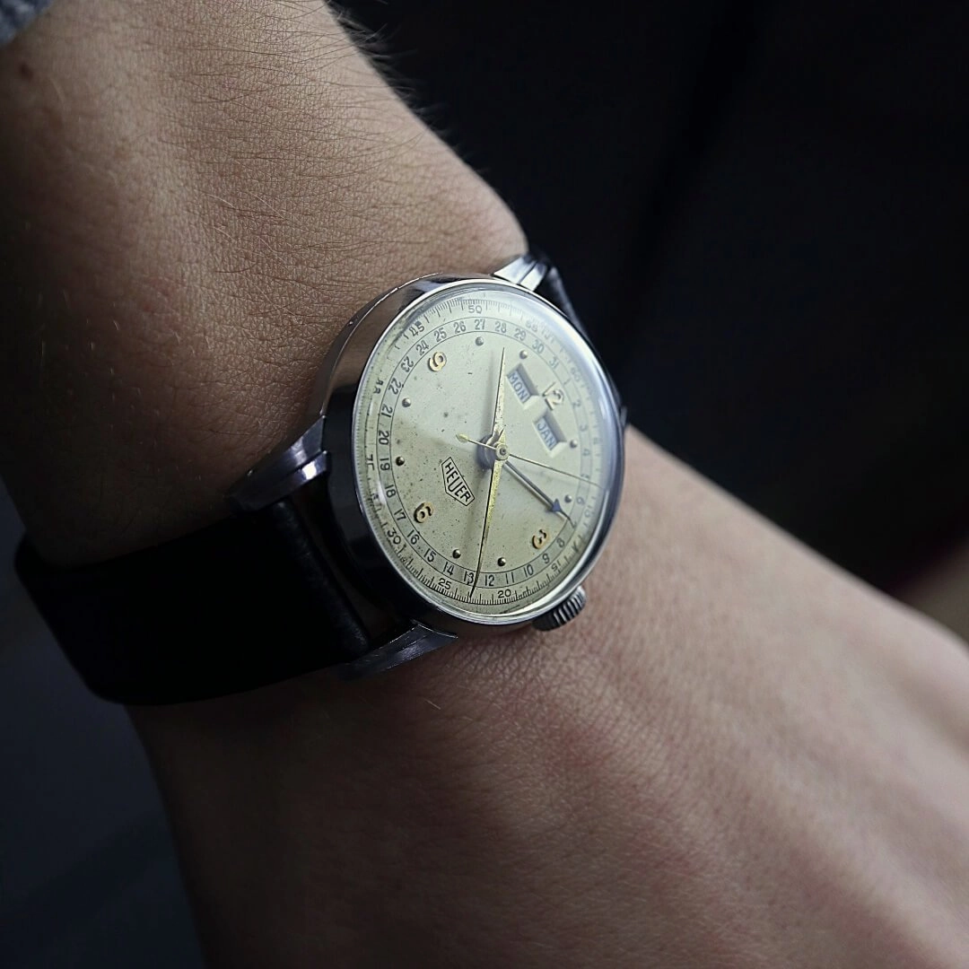 Heuer Triple Calendar 1950's Vintage Watch