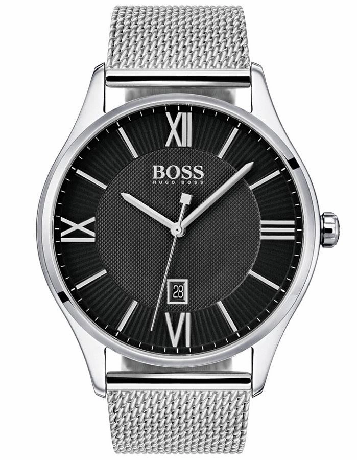 Hugo Boss Mens Govenor Dress Watch - Stainless Steel -Date - Stainless Mesh