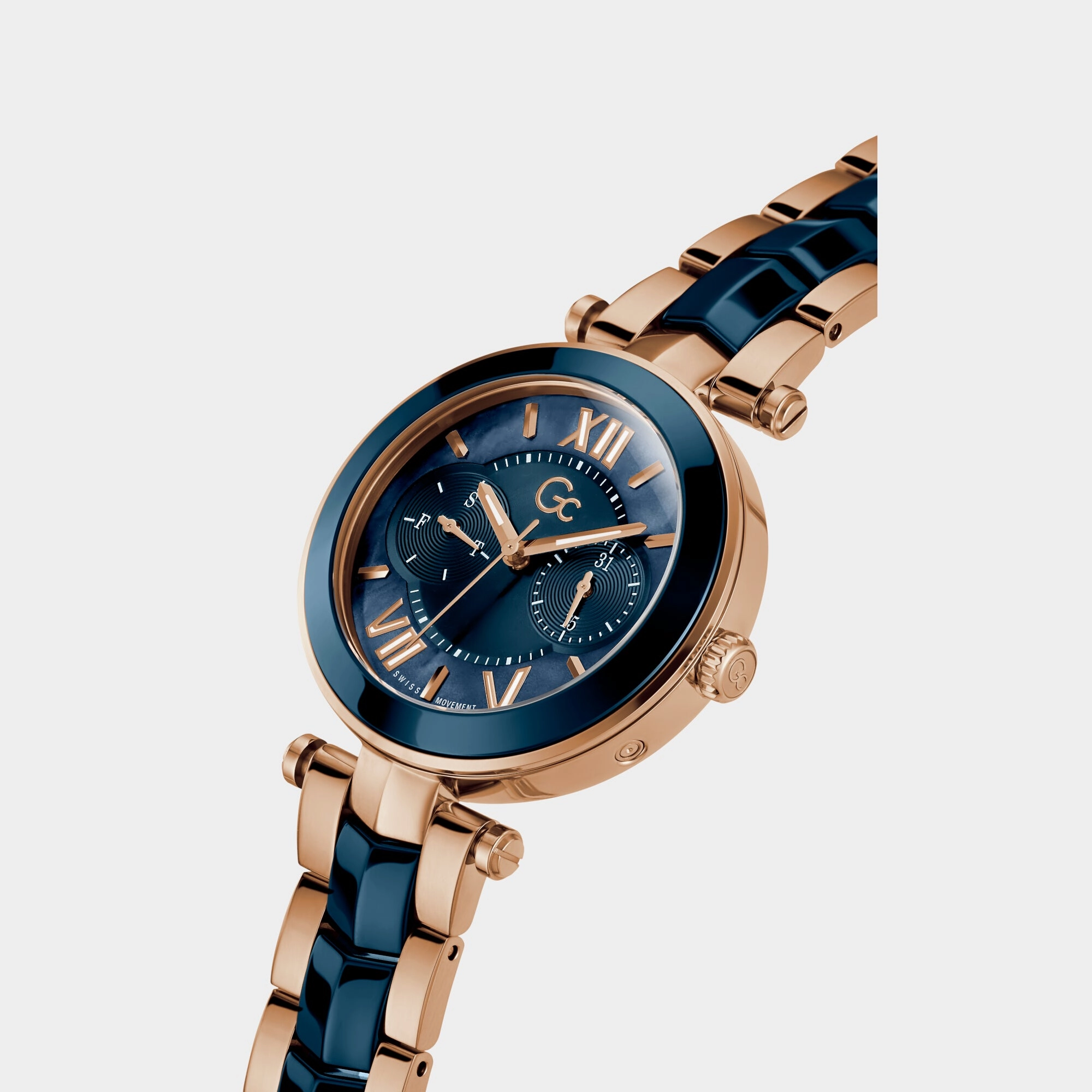 Illusion Women Quartz Blue Dial Multi-Function Stainless Steel Watch Y92006L7MF