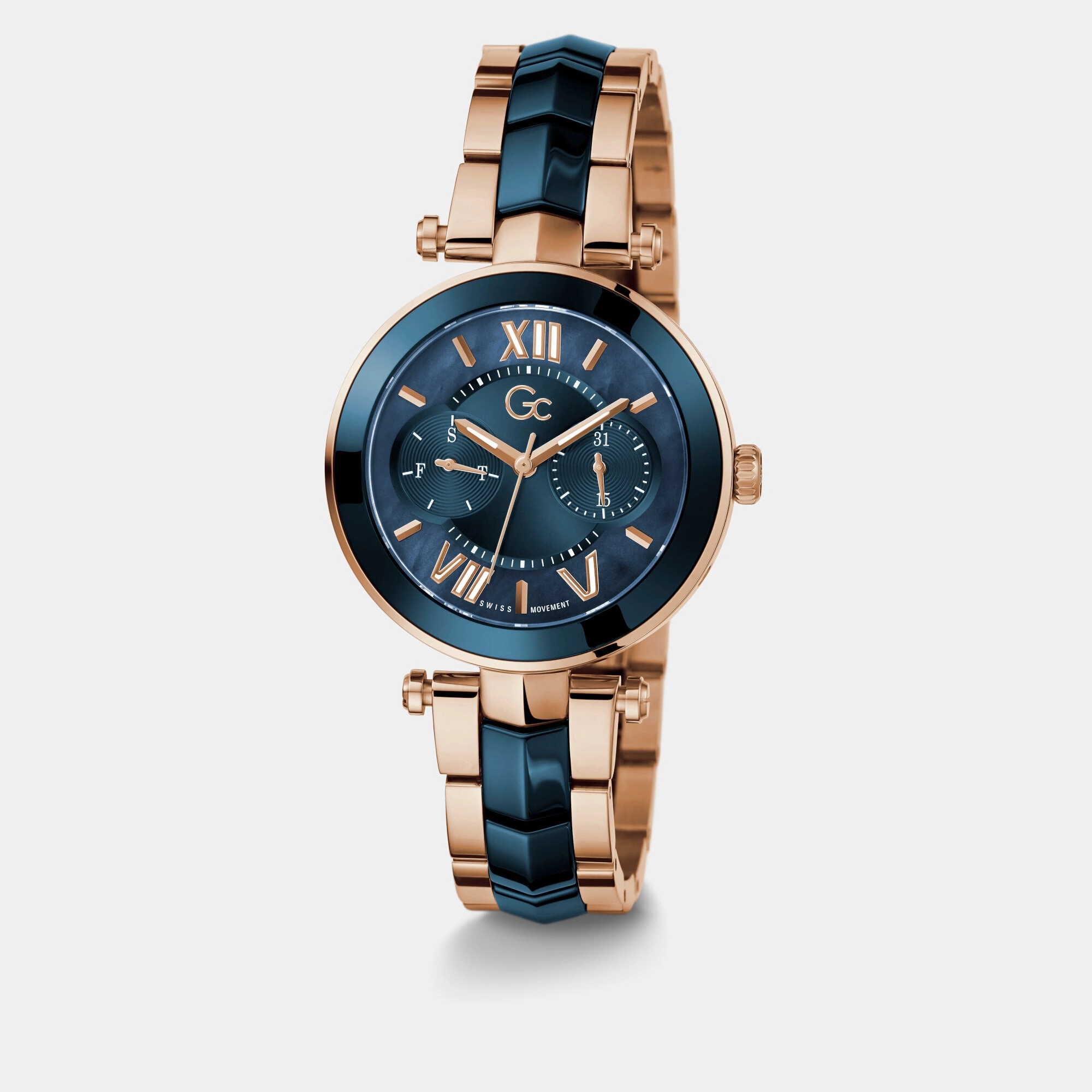 Illusion Women Quartz Blue Dial Multi-Function Stainless Steel Watch Y92006L7MF