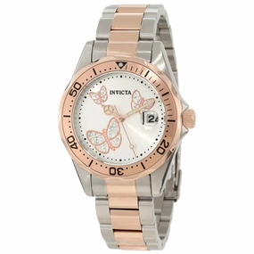 Invicta 12504 Women's Angel Silver Dial Two Tone Rose Gold Steel Bracelet Dive Watch