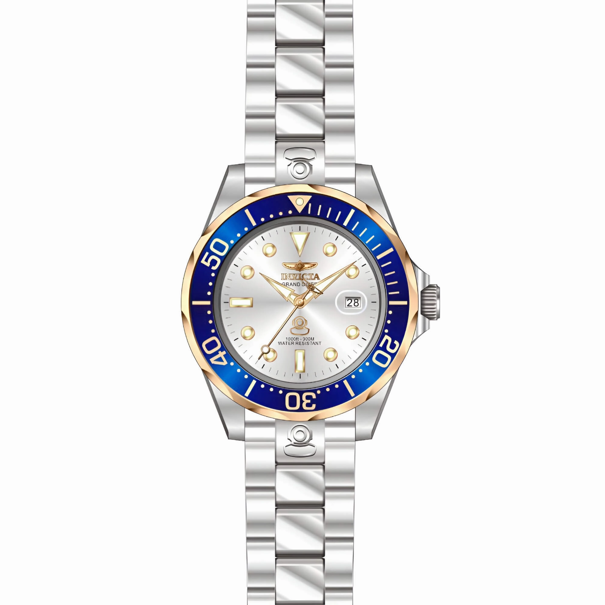 Invicta 13789 Men's Pro Diver Blue Rose Gold Bezel Silver Dial Automatic Dive Watch