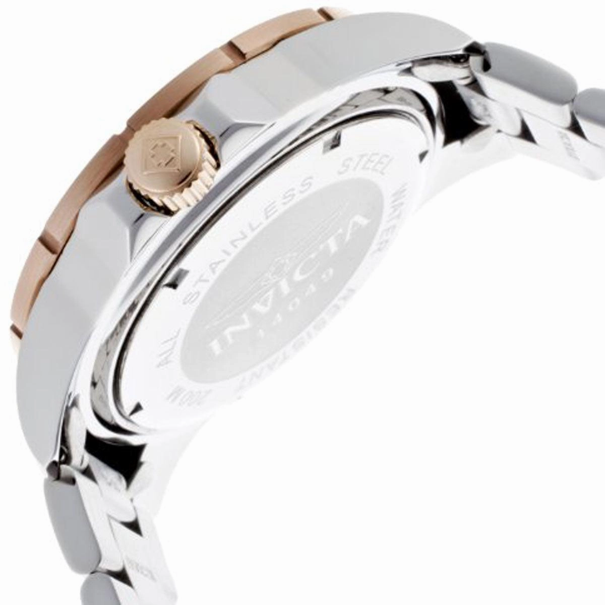 Invicta 14049 Men's Pro Diver Rose Gold Bezel Silver Dial Steel Bracelet Dive Watch