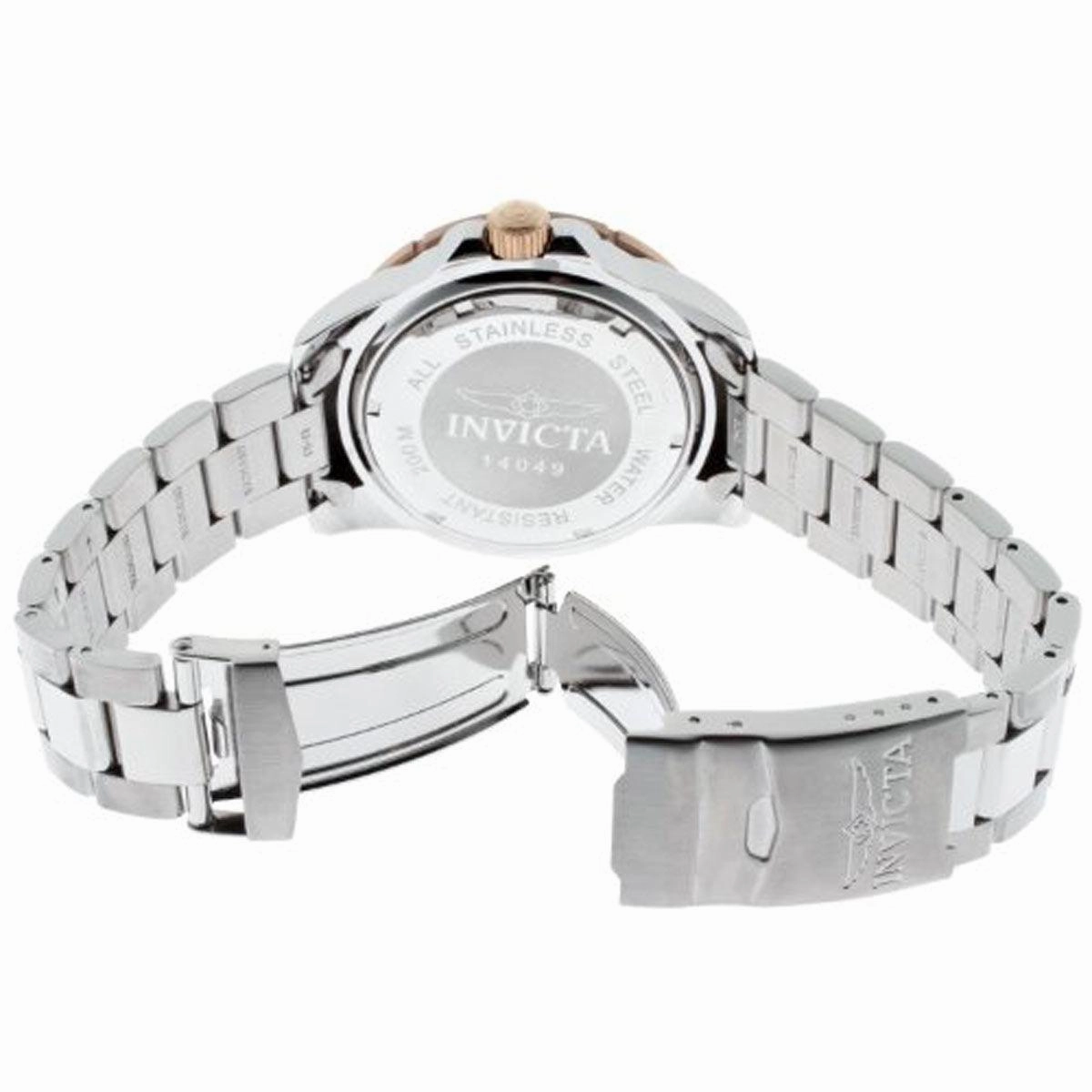 Invicta 14049 Men's Pro Diver Rose Gold Bezel Silver Dial Steel Bracelet Dive Watch