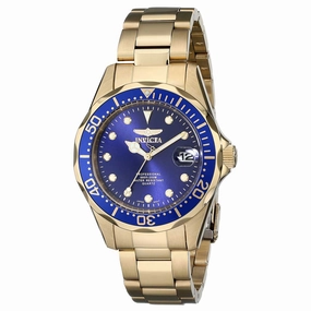 Invicta 17052 Men's Yellow Steel Bracelet Quartz Pro Diver Blue Dial Date Watch