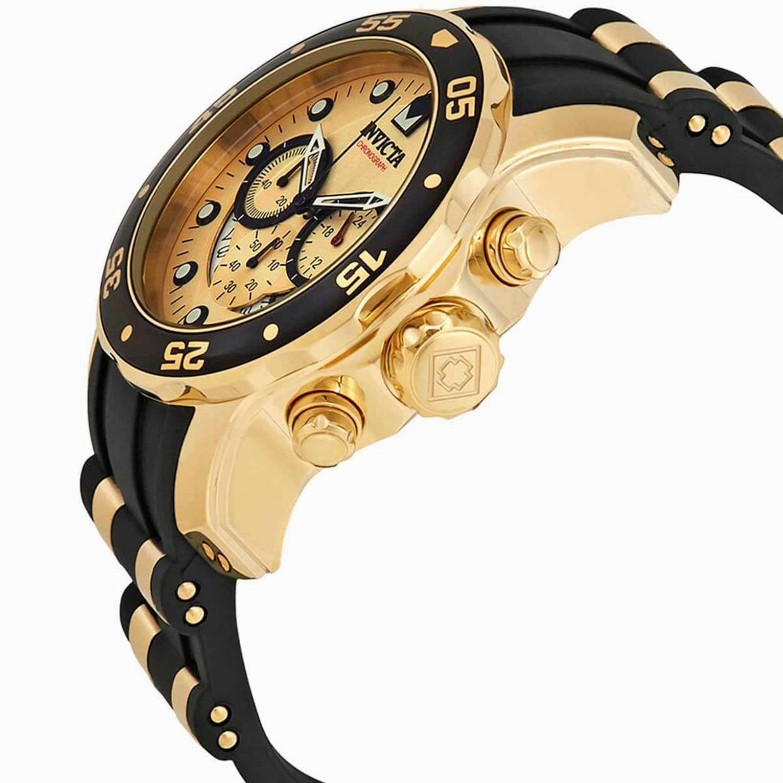 Invicta 17566 Men's Pro Diver Quartz Gold Tone Dial Chronograph Watch