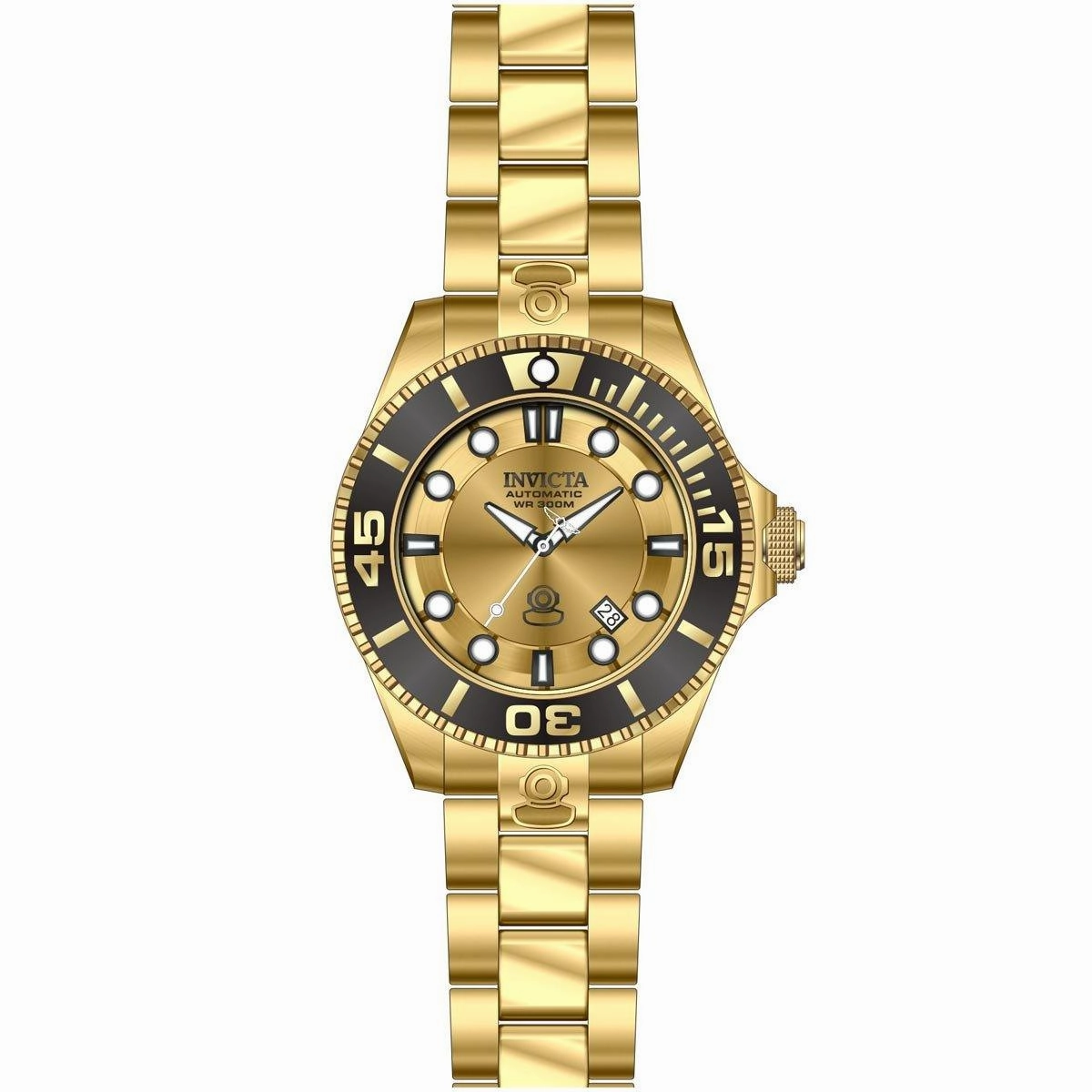 Invicta 19807 Men's Pro Diver Automatic Dive Gold Tone Dial Yellow Gold Steel Watch