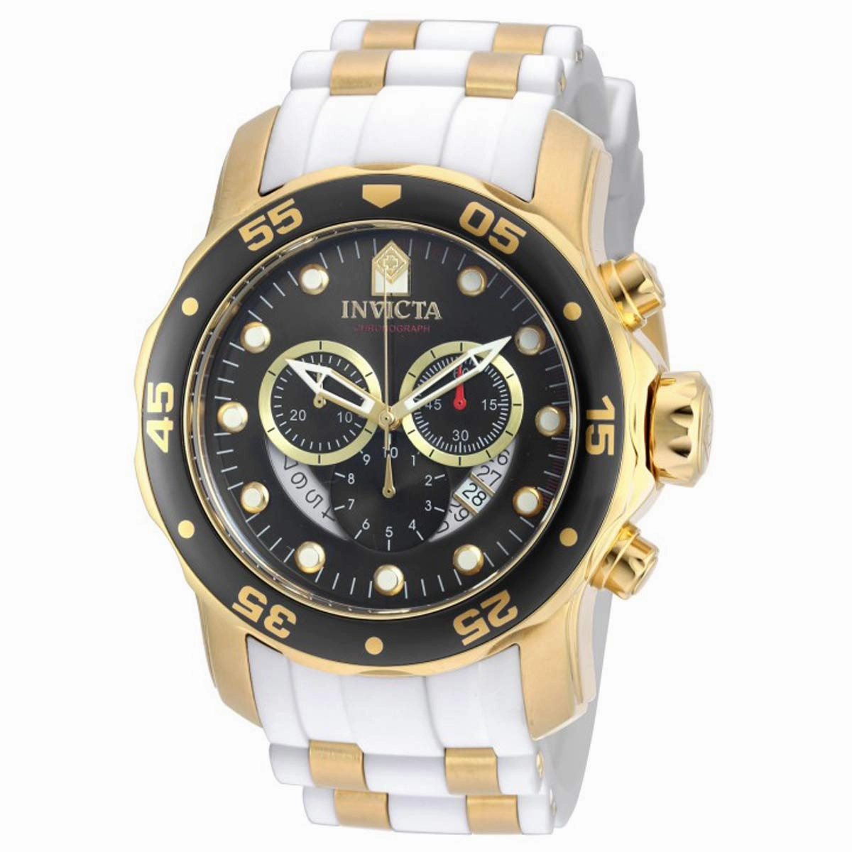 Invicta 20289 Men's Pro Diver Black Dial Steel & Polyurethane Strap Chronograph Watch