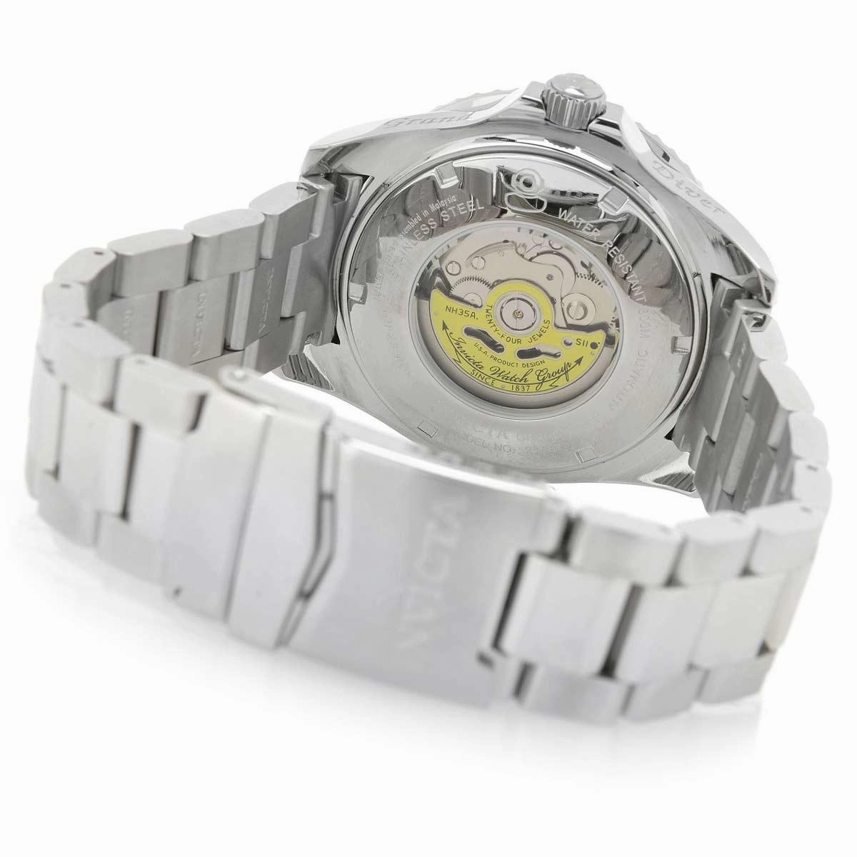 Invicta 21866 Men's Grand Diver Black & Green Accented Bezel Steel Bracelet Automatic Dive Watch