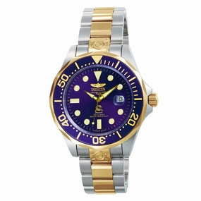 Invicta 3049 Men's Two Tone Yellow Bracelet Automatic Grand Diver Blue Dial Date Watch