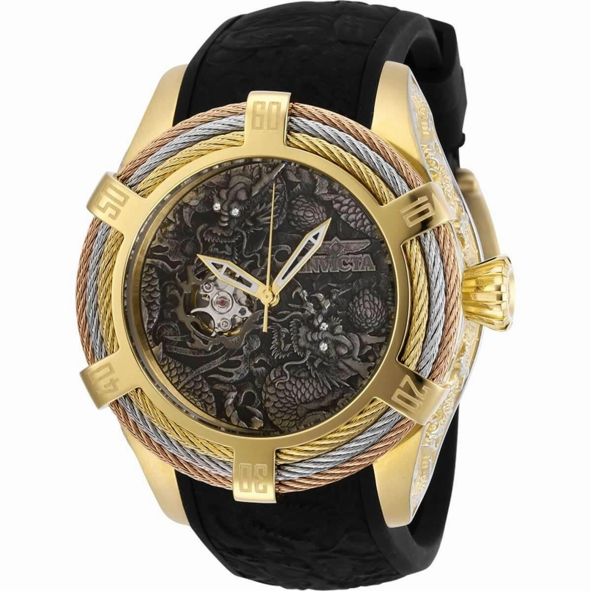 Invicta Men's Automatic Watch - Bolt Open Heart Black Dial Rubber Strap | 27876