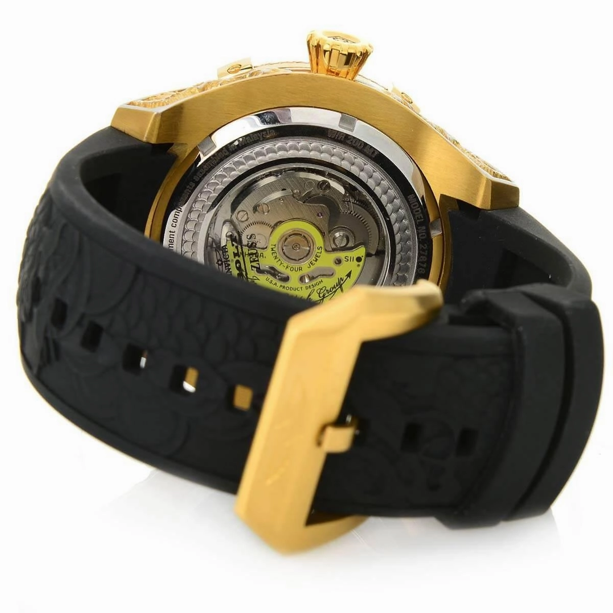 Invicta Men's Automatic Watch - Bolt Open Heart Black Dial Rubber Strap | 27876