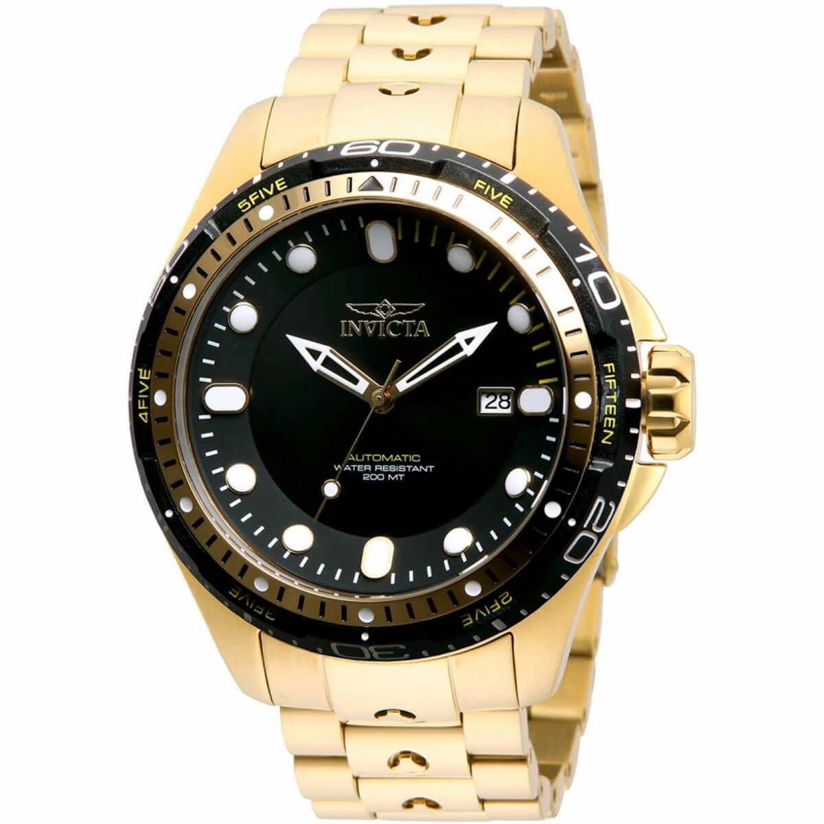 Invicta Men's Automatic Watch - Hydromax Black Dial Yellow Gold Bracelet | 32239