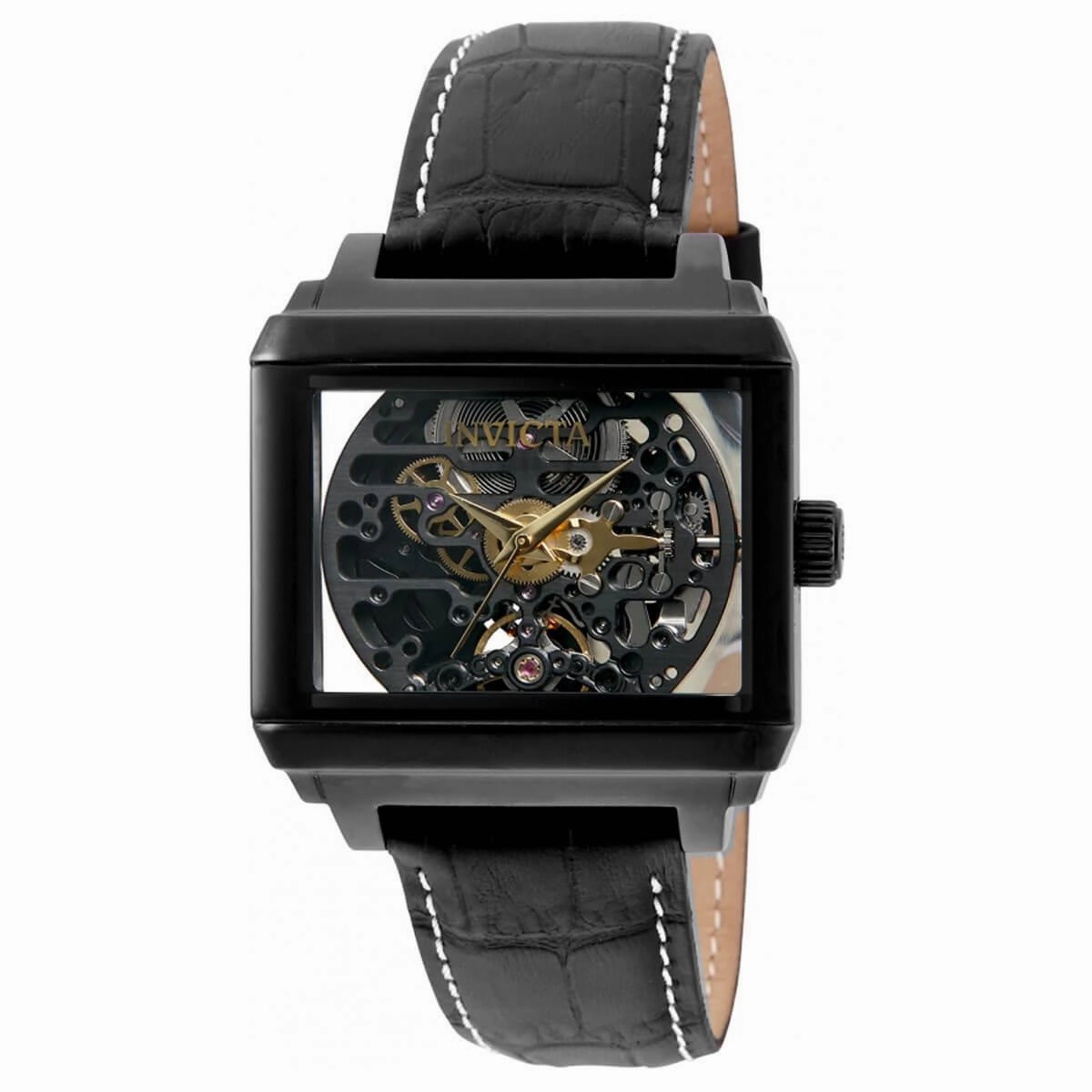 Invicta Men's Automatic Watch - Objet D Art Black Case Skeleton Dial Strap | 32178