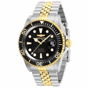 Invicta Men's Automatic Watch - Pro Diver Black Dial Two Tone Steel Bracelet | 30094