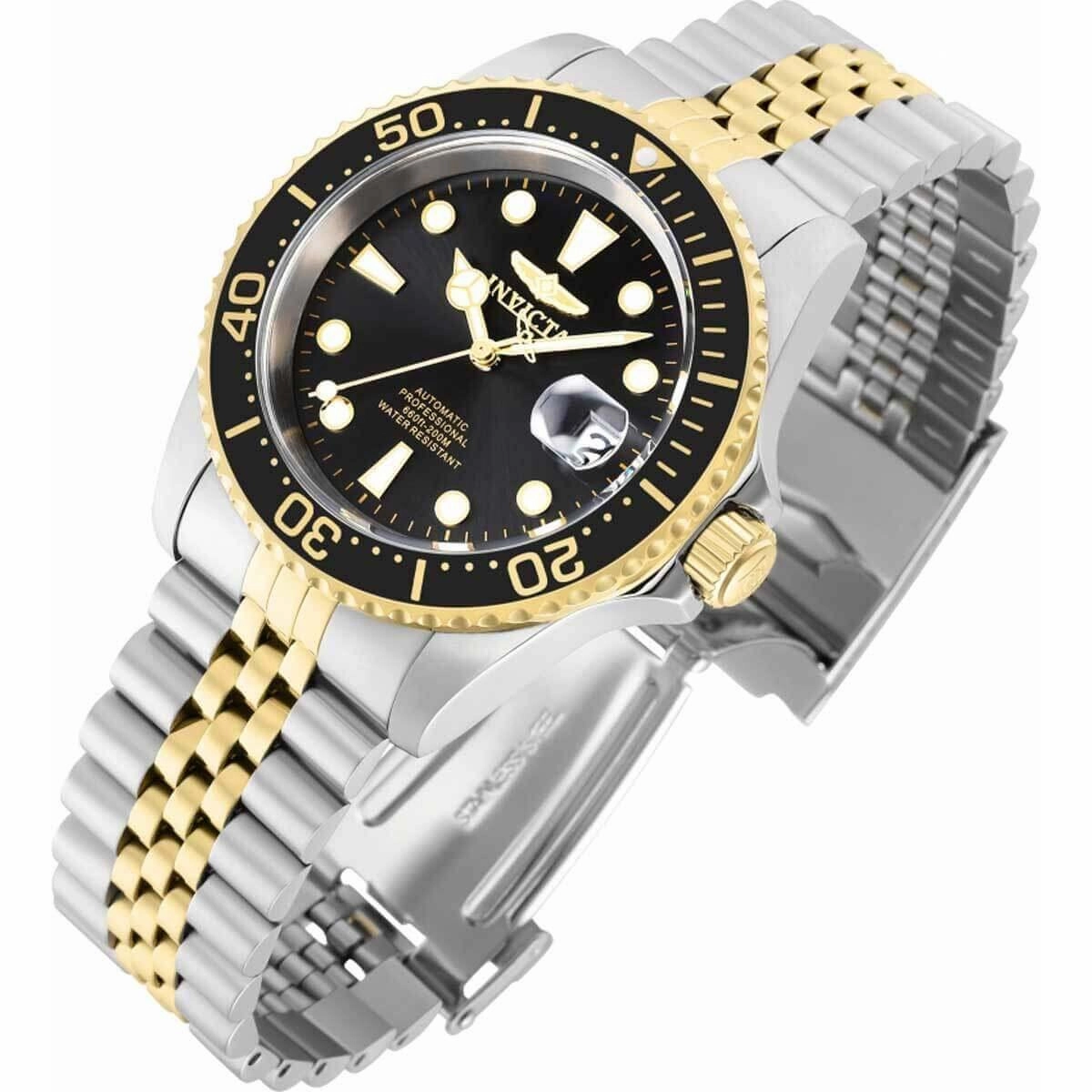 Invicta Men's Automatic Watch - Pro Diver Black Dial Two Tone Steel Bracelet | 30094