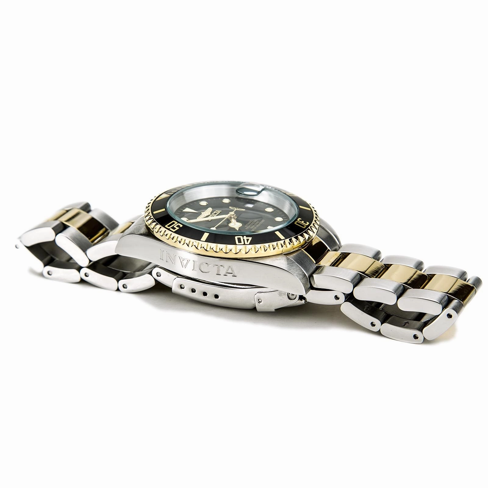 Invicta Men's Automatic Watch - Pro Diver Black Dial Two Tone Yellow Bracelet | 8927C