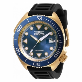 Invicta Men's Automatic Watch - Pro Diver Blue and Gold Dial Black Strap | 30426