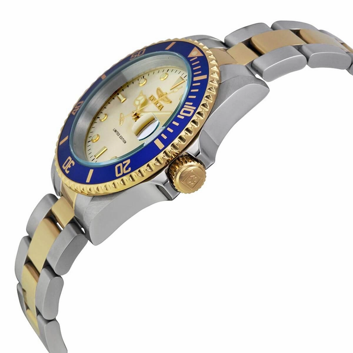Invicta Men's Automatic Watch - Pro Diver Blue Bezel Gold Tone Dial | ILE8928OBA
