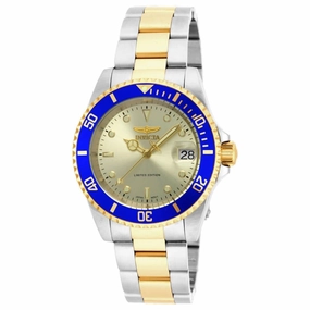 Invicta Men's Automatic Watch - Pro Diver Blue Bezel Gold Tone Dial | ILE8928OBA