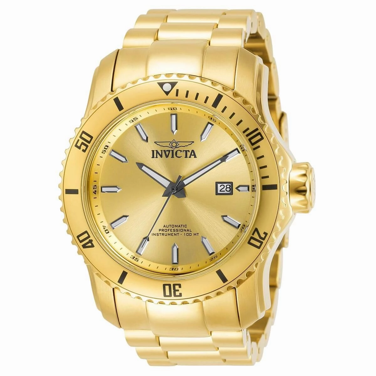 Invicta Men's Automatic Watch - Pro Diver Gold Dial Yellow Gold Bracelet | 30549