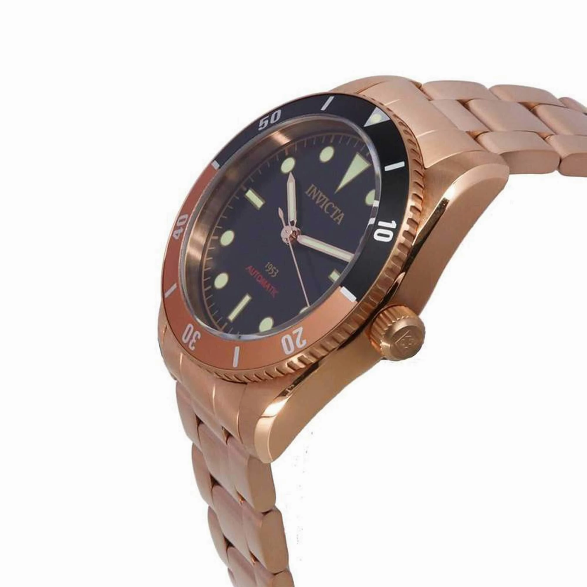 Invicta Men's Automatic Watch - Pro Diver Rose Gold Case Black Dial Bracelet | 40490