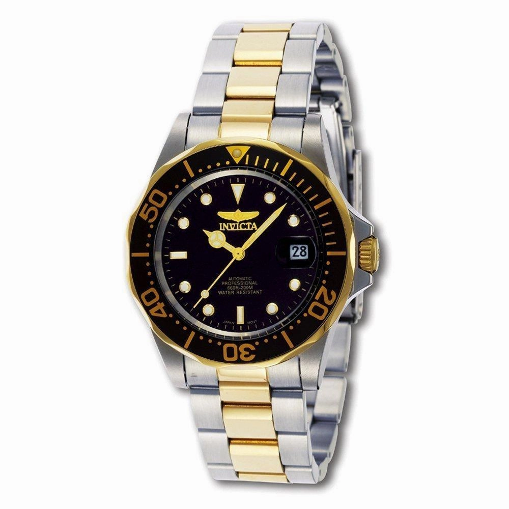 Invicta Men's Automatic Watch - Pro Diver Two Tone Yellow Bracelet Black Dial | 8927