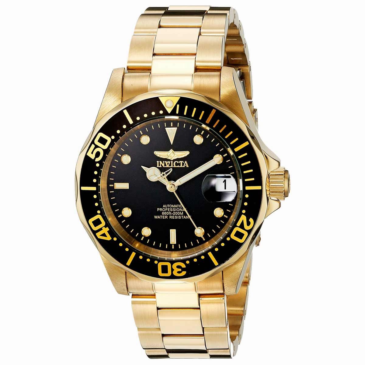 Invicta Men's Automatic Watch - Pro Diver Yellow Steel Bracelet Black Dial | 8929