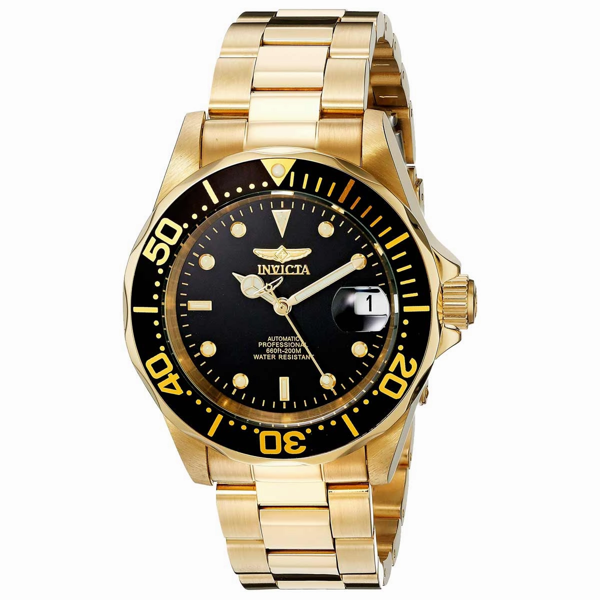 Invicta Men's Automatic Watch - Pro Diver Yellow Steel Bracelet Black Dial | 8929