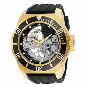 Invicta Men's Automatic Watch - Russian Diver Silver Skeleton Dial Black Band | 25625