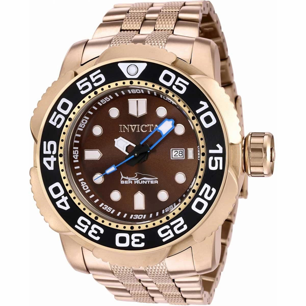 Invicta Men's Automatic Watch - Sea Hunter Brown Dial Rose Gold Bracelet | 36379