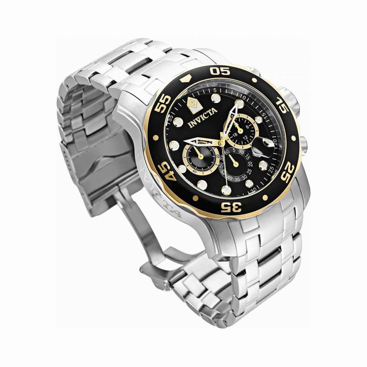 Invicta Men's Chrono Watch - Pro Diver Black and Gold Tone Rotating Bezel | 33999