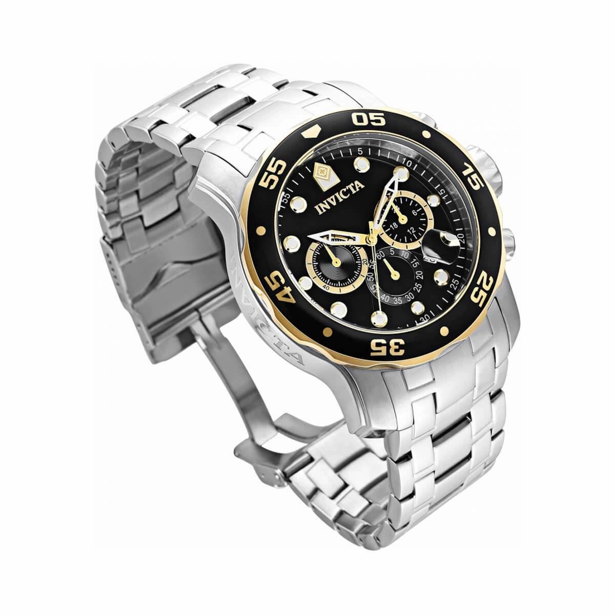 Invicta Men's Chrono Watch - Pro Diver Black and Gold Tone Rotating Bezel | 33999