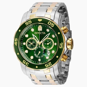 Invicta Men's Chrono Watch - Pro Diver Scuba Green Dial Two Tone Bracelet | 40191