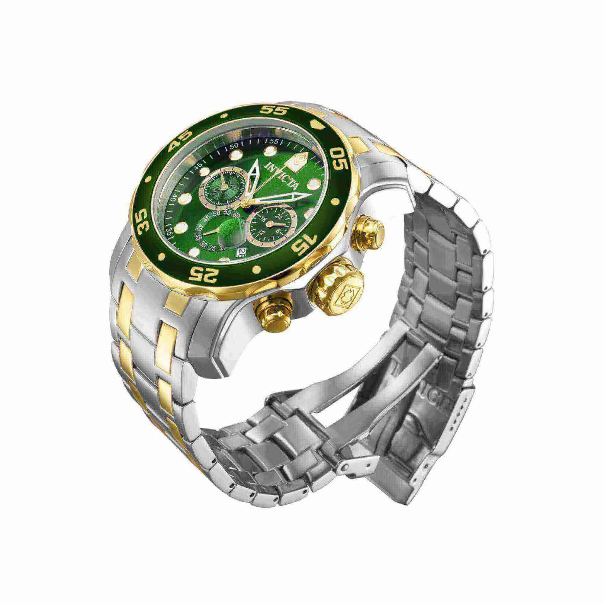 Invicta Men's Chrono Watch - Pro Diver Scuba Green Dial Two Tone Bracelet | 40191