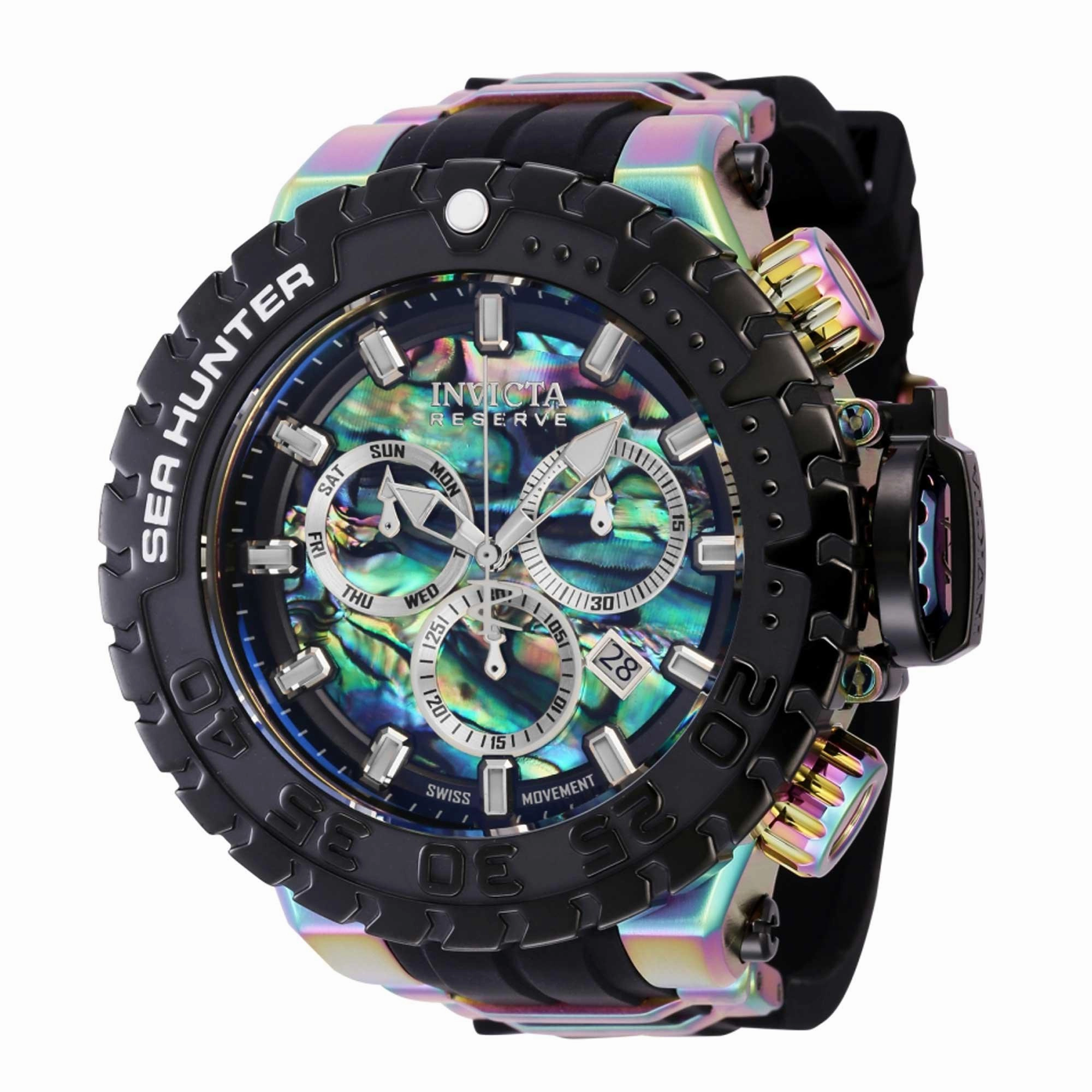 Invicta Men's Chrono Watch - Sea Hunter Iridescent Steel and Black Strap | 41015