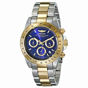 Invicta Men's Chronograph Two Tone Watch - Speedway Quartz Blue Dial Date | 3644